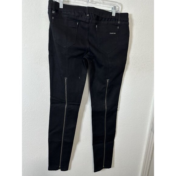 BEBE Women’s Mid Rise Slim Fit Zip Accents Black Jeans Size 31 - Picture 5 of 11